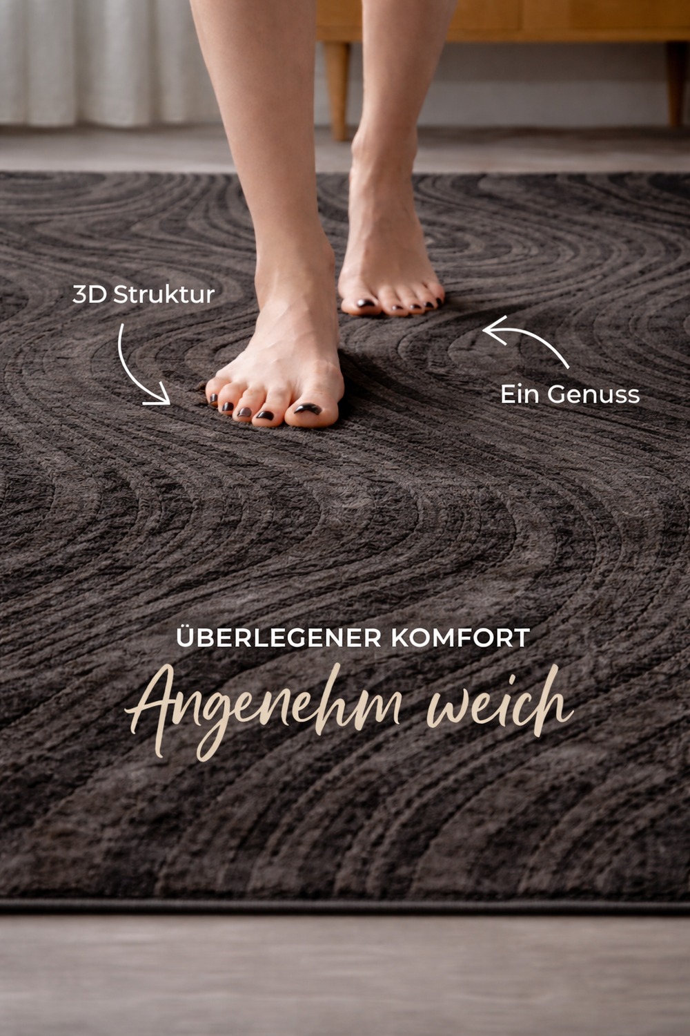 Living room rug, bedroom rug, 3D effect, modern, soft, short pile, wave pattern, high quality-zoom-21