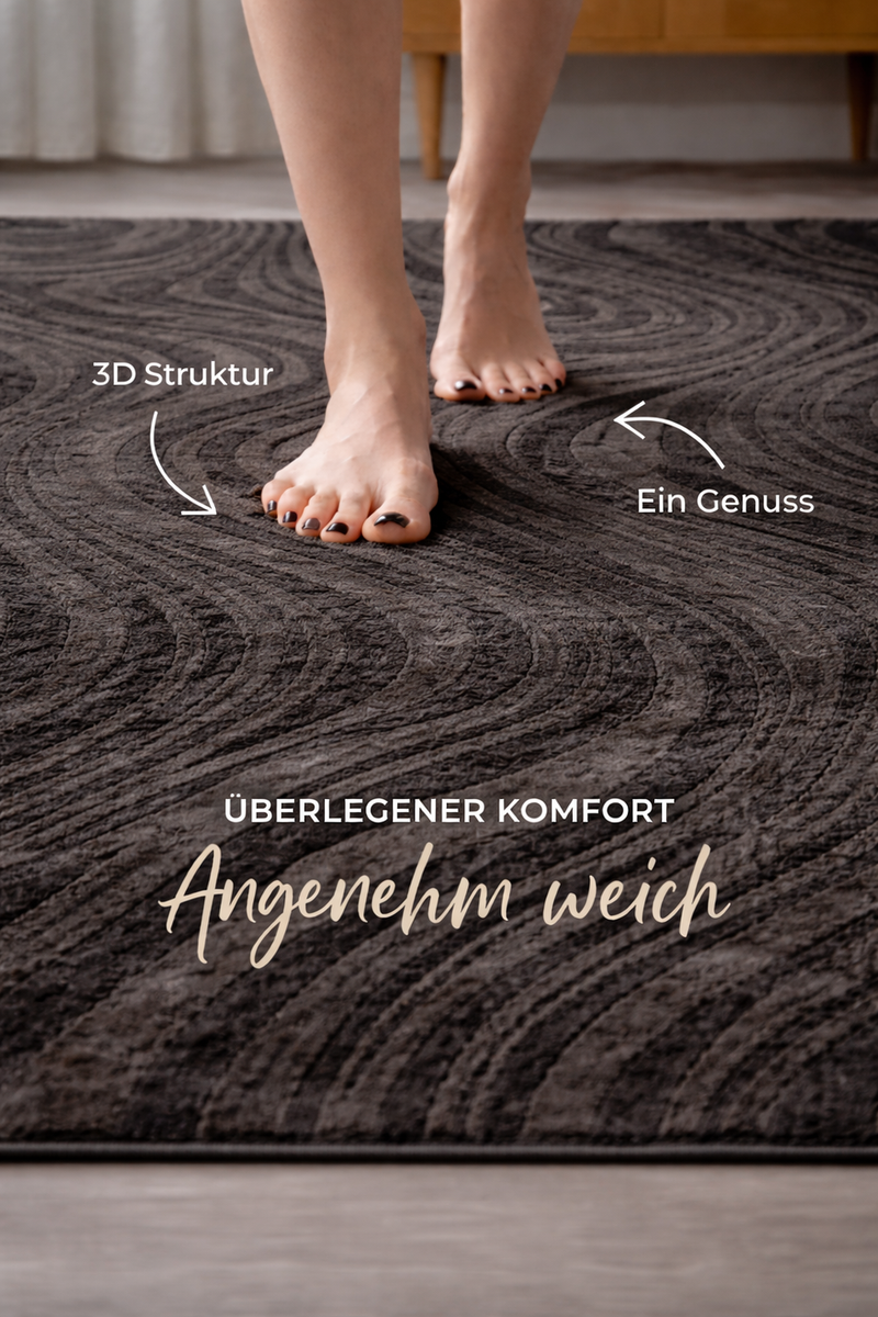 Living room rug, bedroom rug, 3D effect, modern, soft, short pile, wave pattern, high quality-zoom-