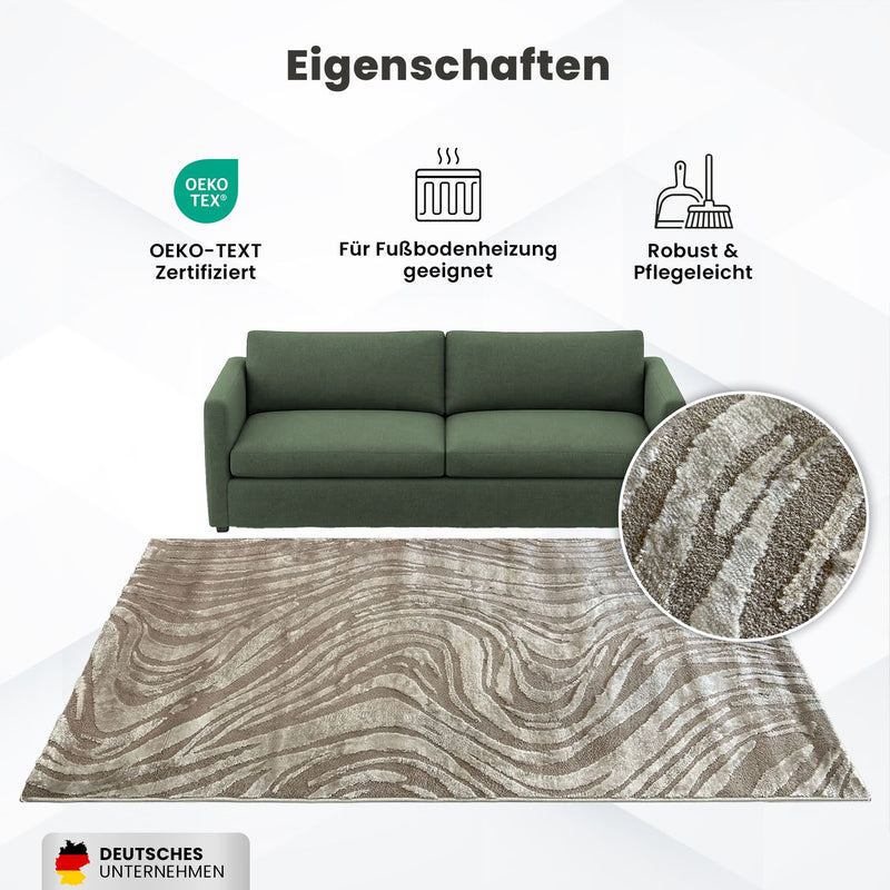 Teppich Wohnzimmer teppich Schlafzimmer 3D Effekt modern Weich kurzflor Wellenmuster Qualitativ-zoom-