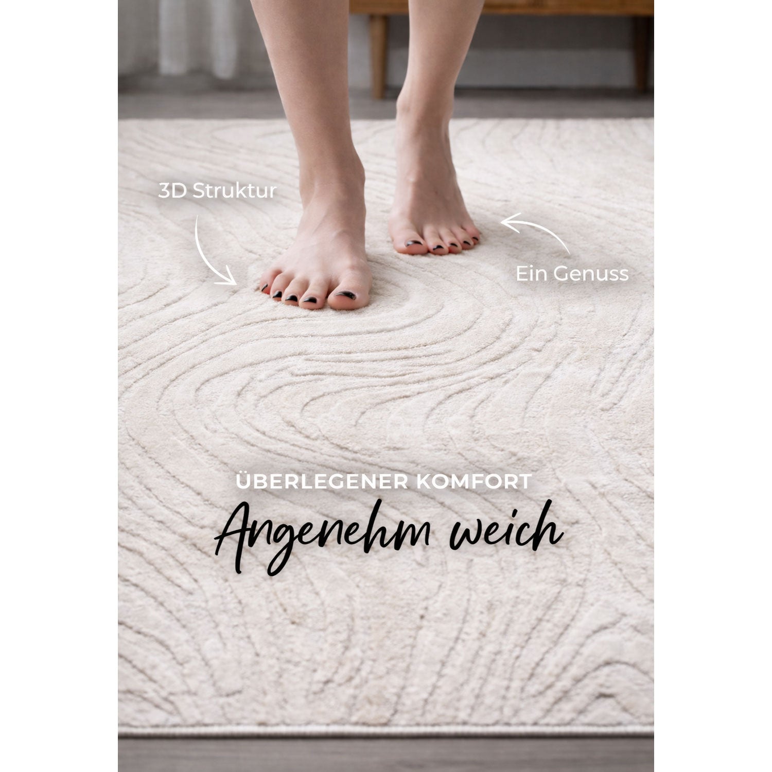 Living room rug, bedroom rug, 3D effect, modern, soft, short pile, wave pattern, high quality-zoom-12