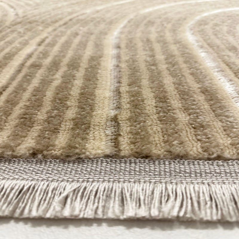 Short-pile rug for living room, bedroom, hallway, kitchen; thin boho design; lurex; high-low effect 3D; soft-zoom-