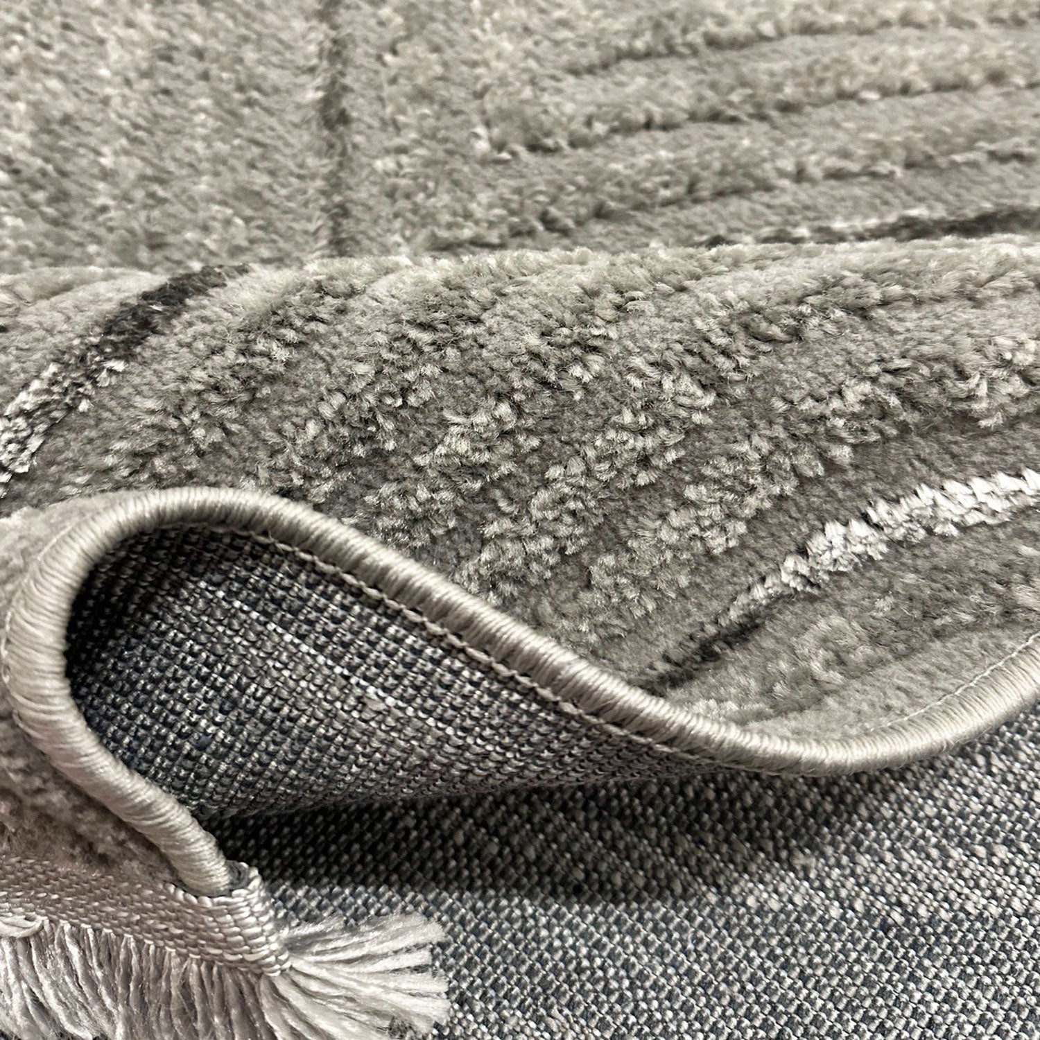 Short-pile rug for living room, bedroom, hallway, kitchen; thin boho design; lurex; high-low effect 3D; soft-7