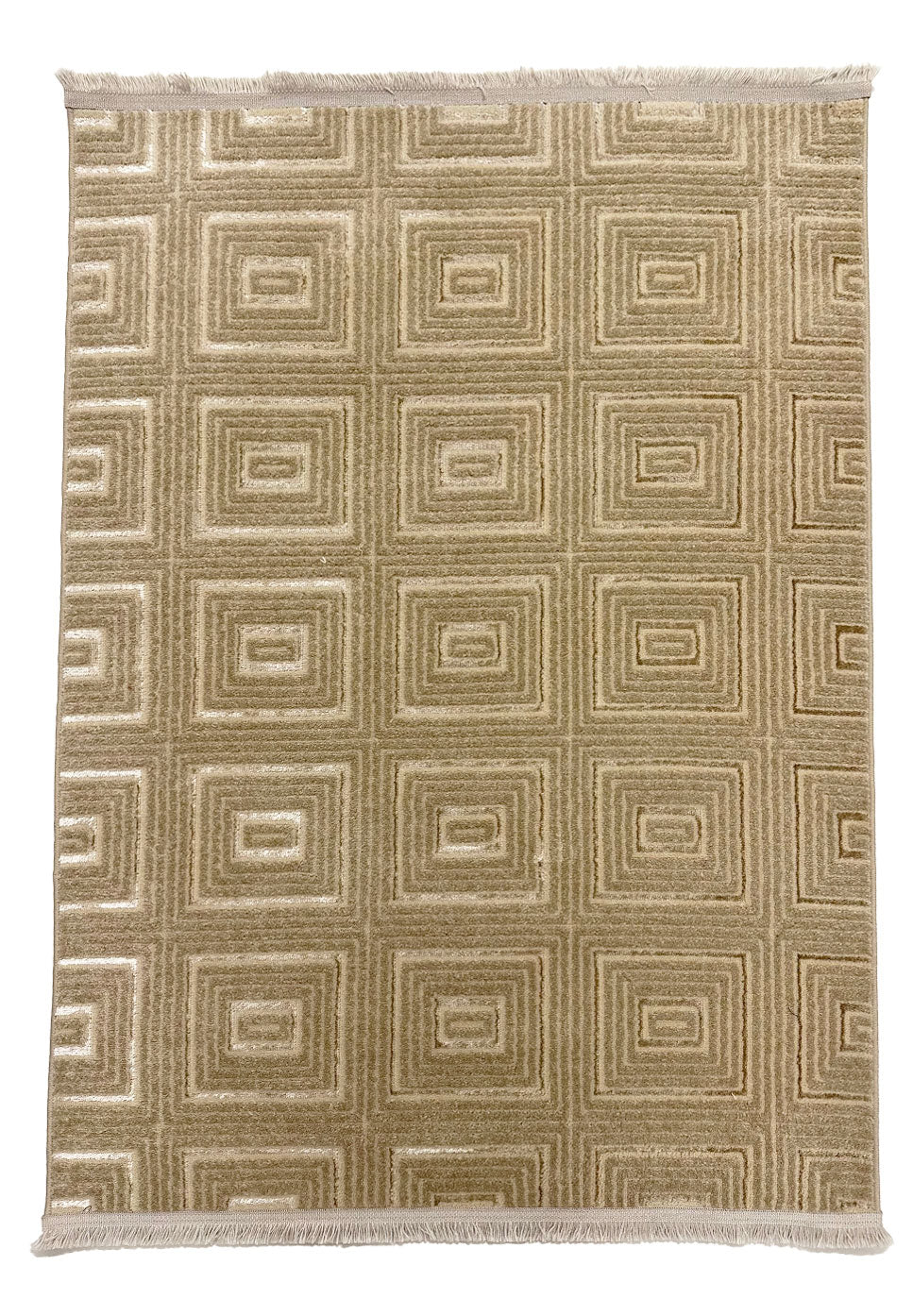 Teppich kurzflor Wohnzimmer, Schlafzimmer, Flur dünn Kachel Optik Lurex 3D Weich