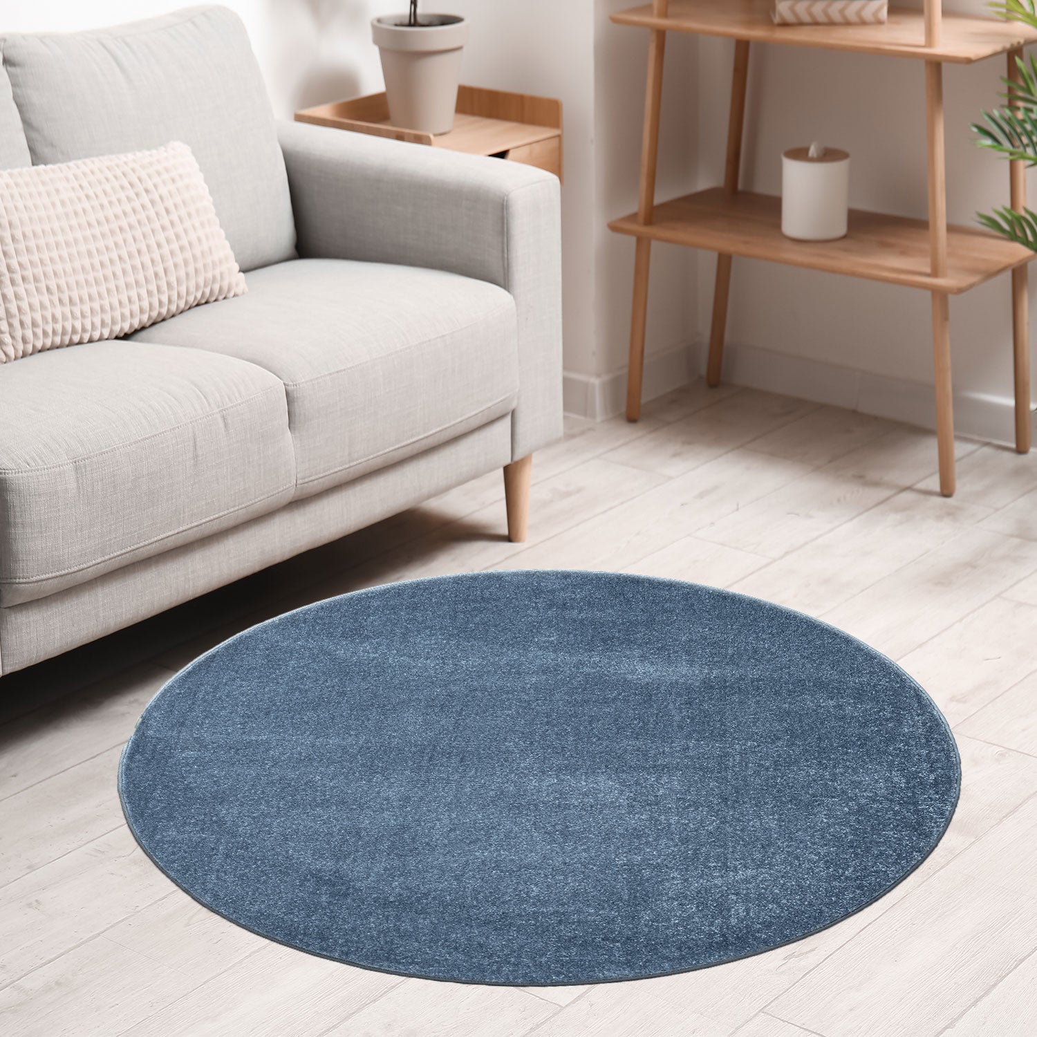 Teppich rund Wohnzimmer Kurzflor Einfarbig für Schlafzimmer kinderzimmer weich Rund