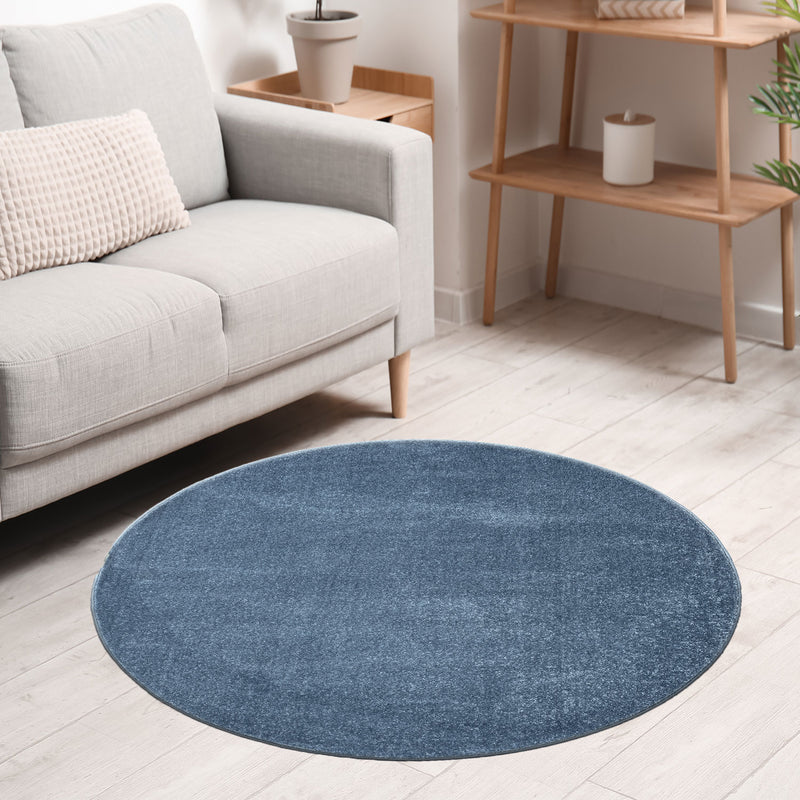 Teppich rund Wohnzimmer Kurzflor Einfarbig für Schlafzimmer kinderzimmer weich Rund-zoom-