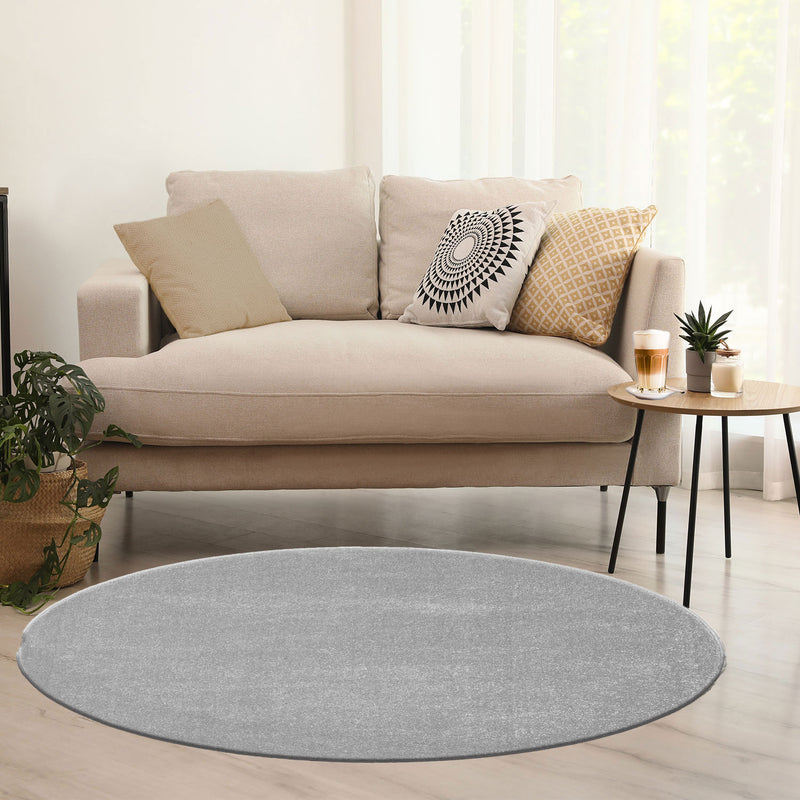 Teppich rund Wohnzimmer Kurzflor Einfarbig für Schlafzimmer kinderzimmer weich Rund-zoom-