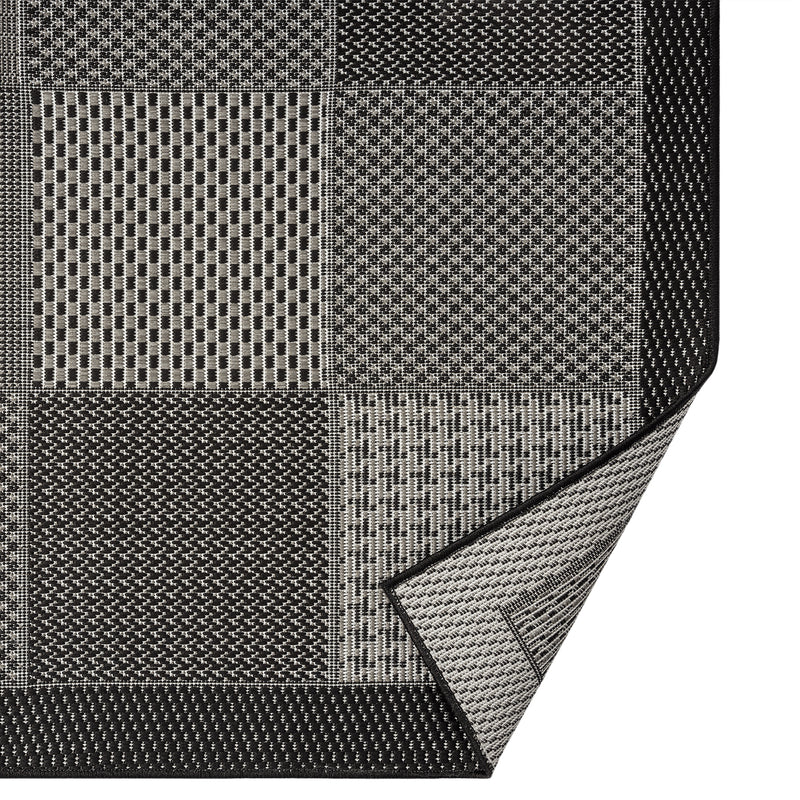 Teppiche In- und Outdoor Flachgewebe Terrasse Balkon Kacheloptik Grau Anthrazit-zoom-