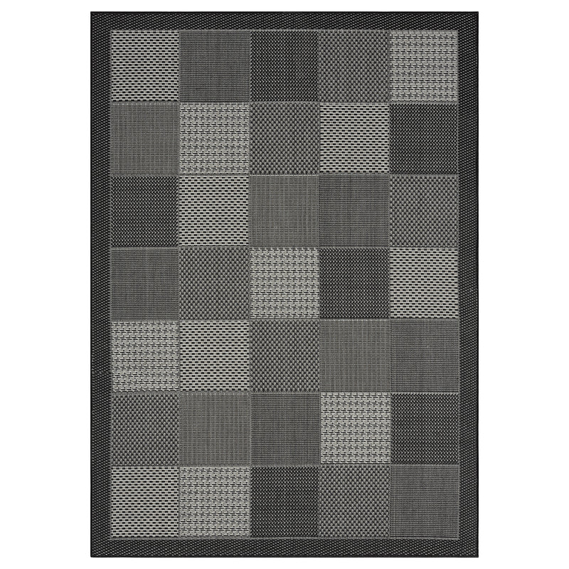 Teppiche In- und Outdoor Flachgewebe Terrasse Balkon Kacheloptik Grau Anthrazit-zoom-