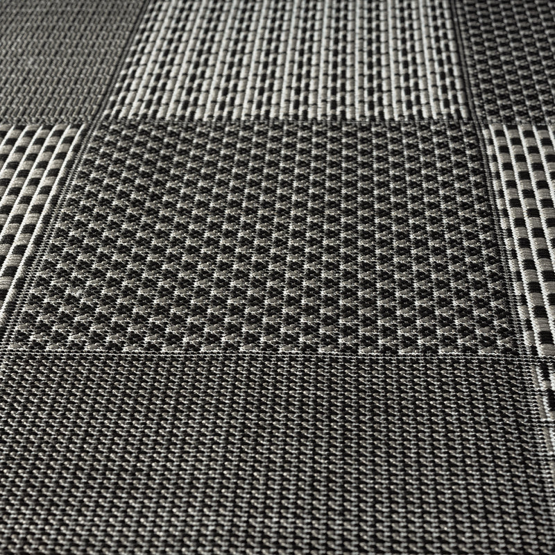 Teppiche In- und Outdoor Flachgewebe Terrasse Balkon Kacheloptik Grau Anthrazit-zoom-