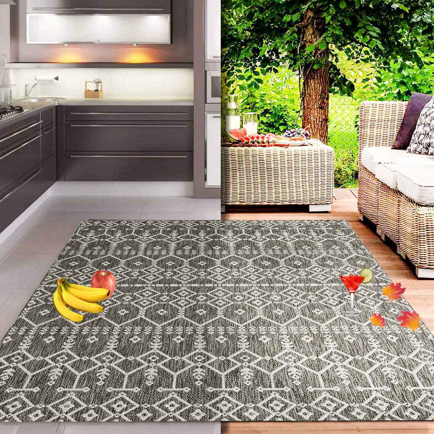 Terrassen Teppich Waschbar Balkonteppich Küche Wohnzimmer Garten