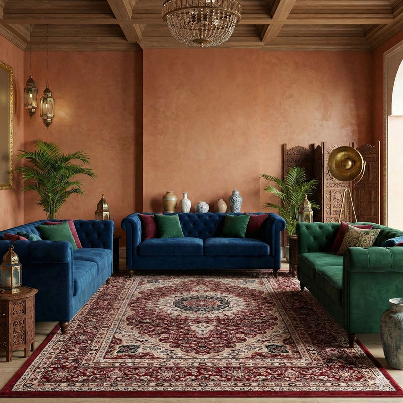 Tibet0146 Red Classic Tibetan Rug with Oriental Pattern-zoom-