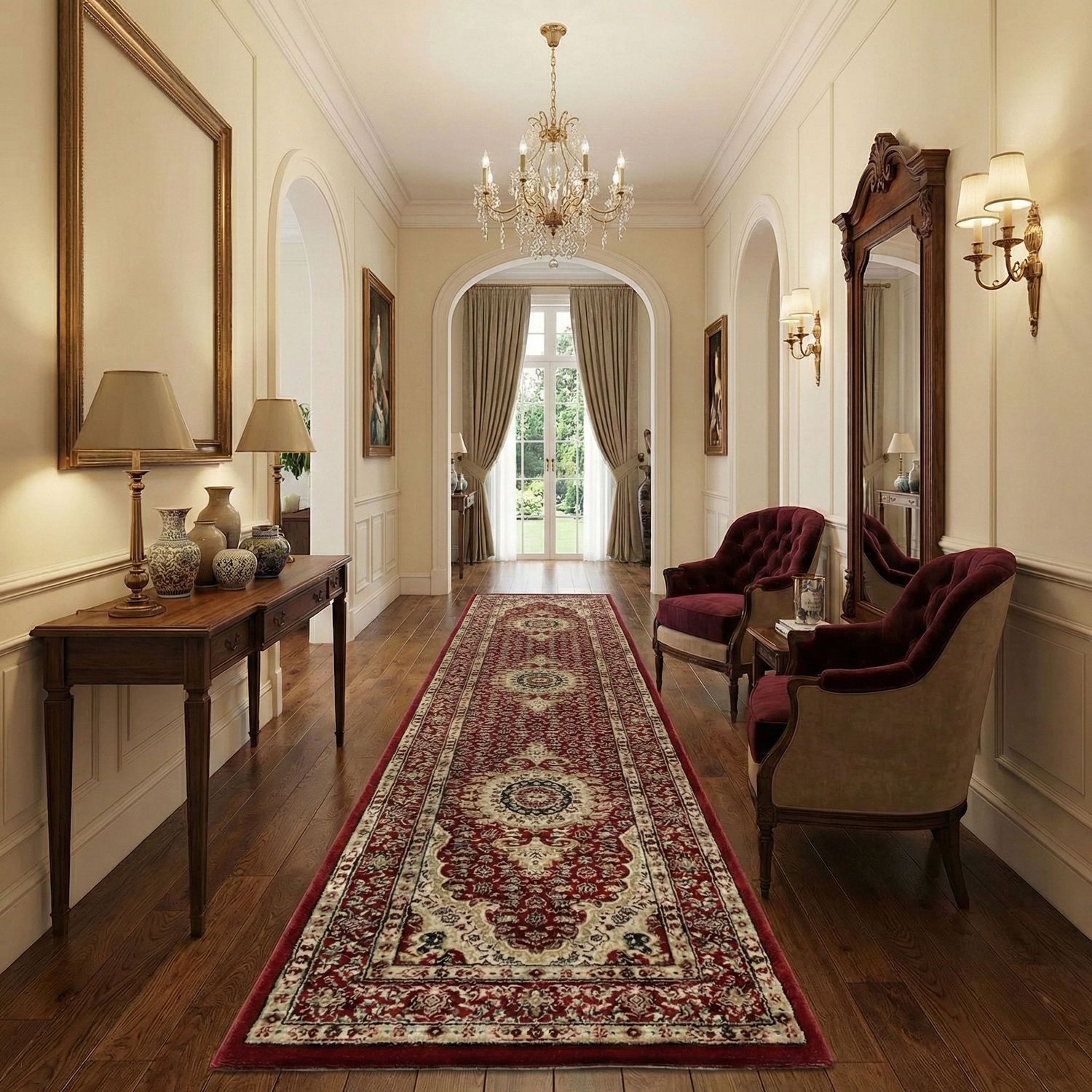 Tibet0146 Red Classic Tibetan Rug with Oriental Pattern-zoom-4