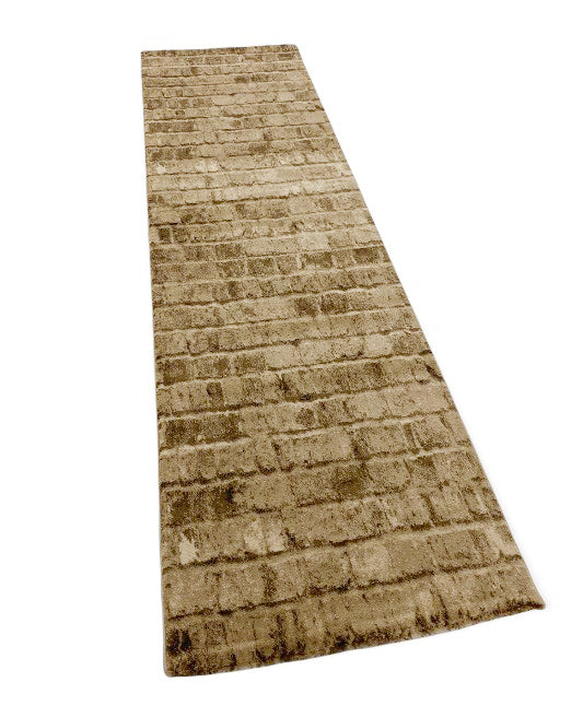 Modern carpet with stone look, brick pattern, durable in brown 5162-6