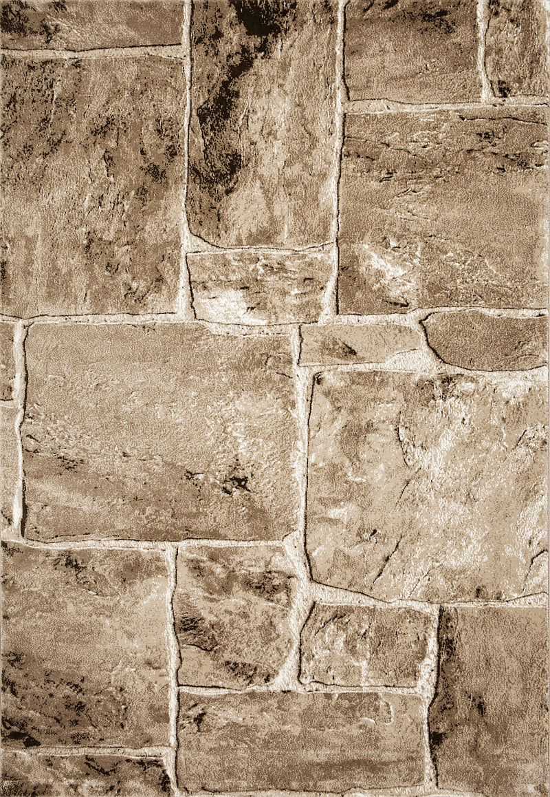 Tibet7413 Beige Classic Tibetan Rug, with Stone Wall Pattern-zoom-