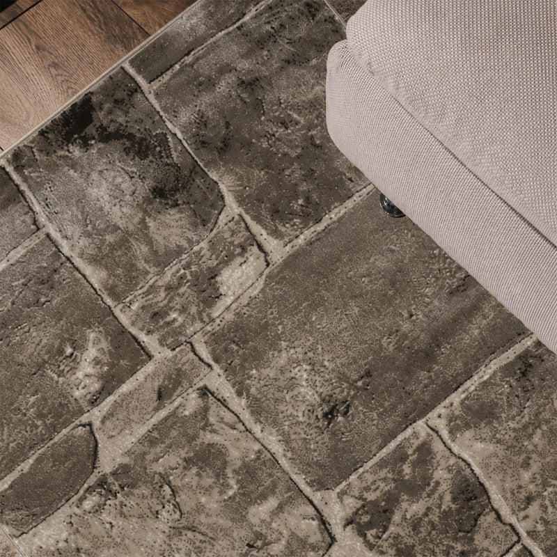 Tibet7413 Beige Klassischer Tibet Teppich, mit Stein Mauer Muster-zoom-