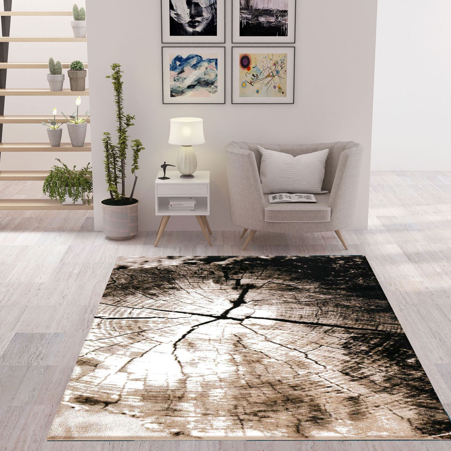 TibetT021 Braun Beige Baumstumpf Holz Optik