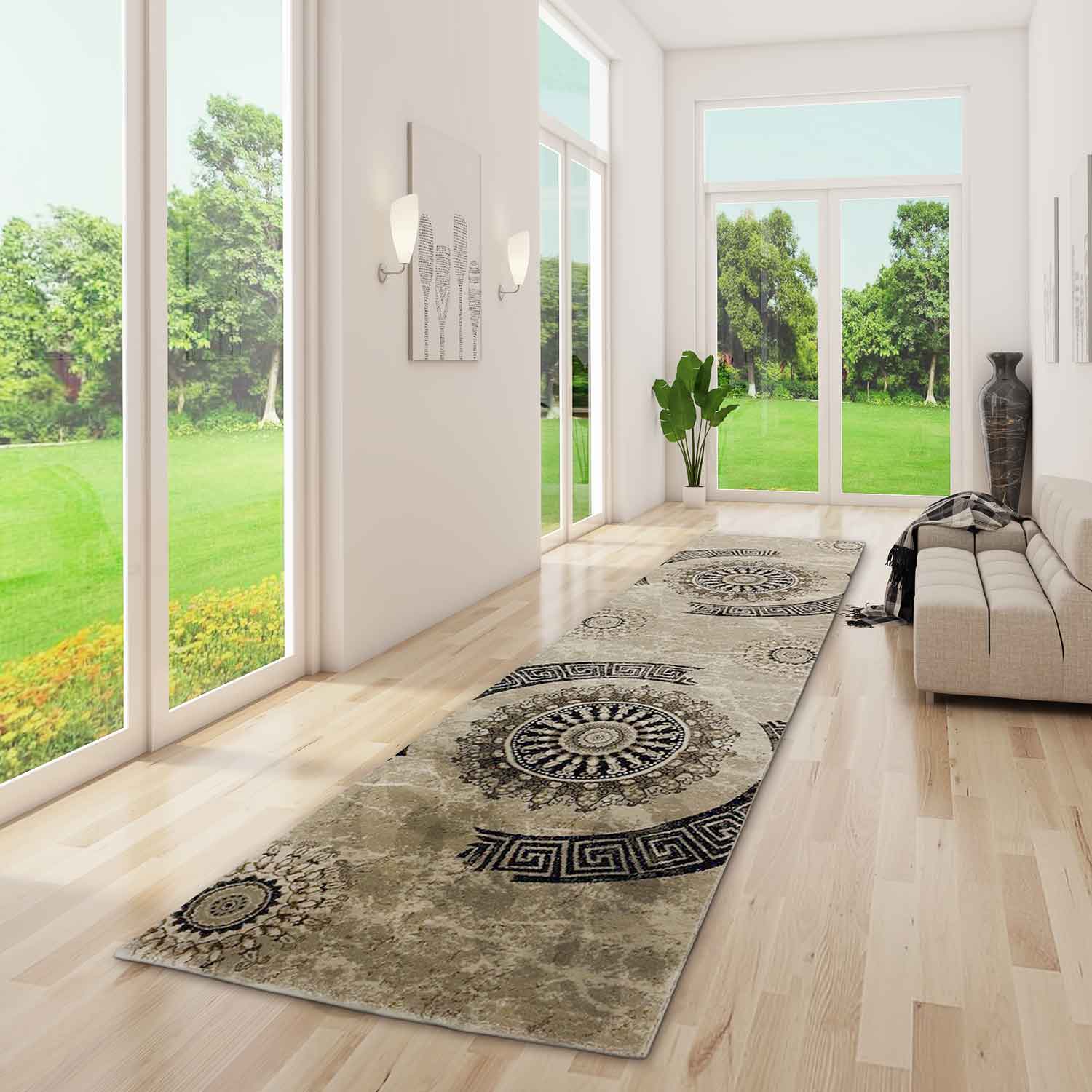 Teppich kurzflor Klassisch Orient Design Vintage Mandala Dunkelbraun Braun Beige, für Wohnzimmer, Schlafzimmer-2