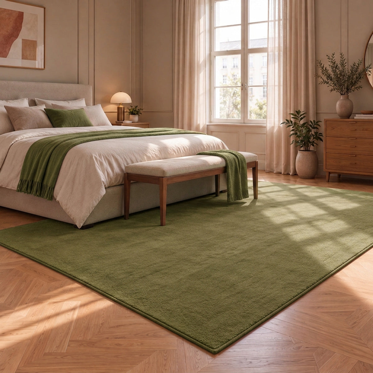 Waschbarer Kurzflor Teppich, rutschfest & weich, Einfarbig für Wohnzimmer, Schlafzimmer, Küche & Kinderzimmer-19