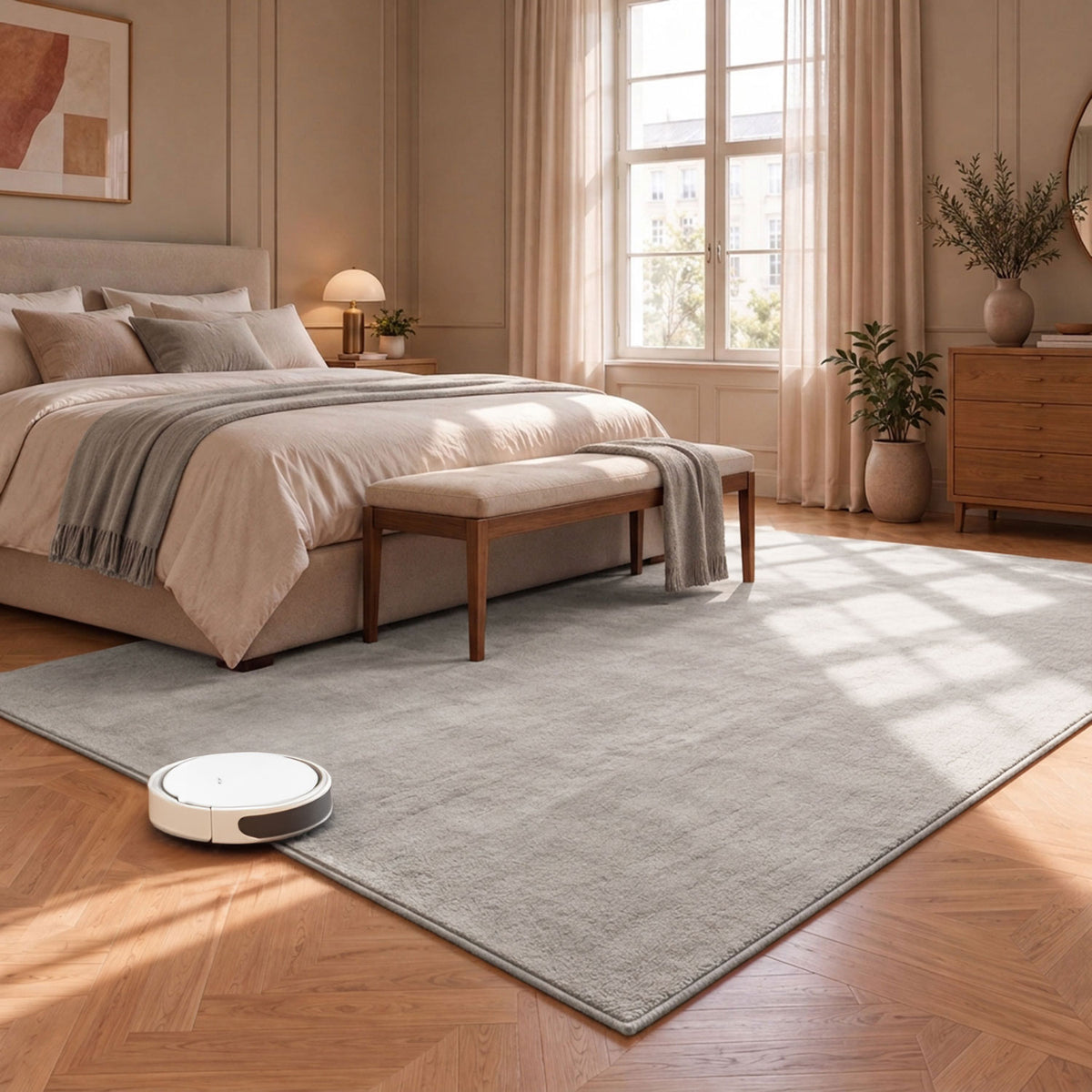 Waschbarer Kurzflor Teppich, rutschfest & weich, Einfarbig für Wohnzimmer, Schlafzimmer, Küche & Kinderzimmer-28