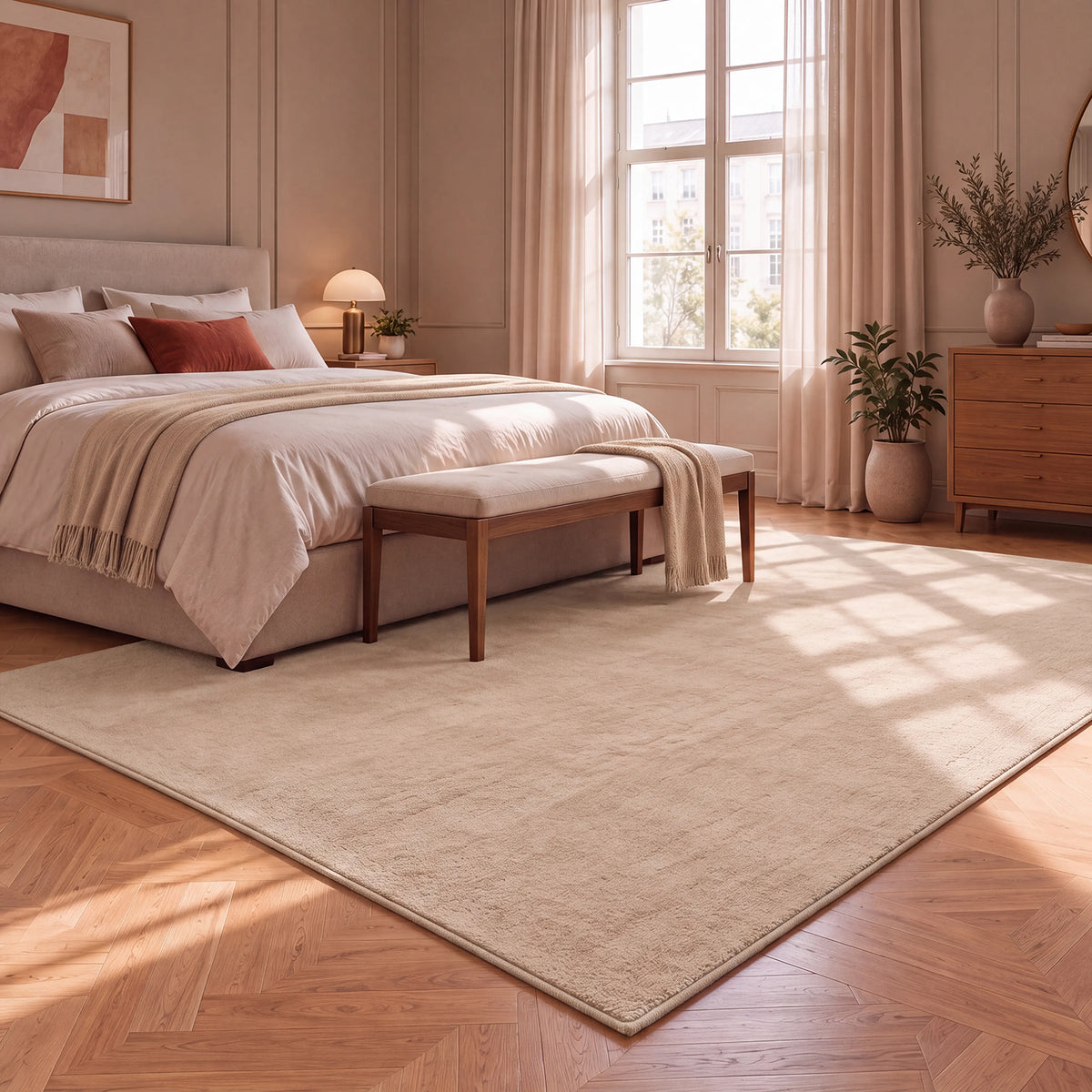 Waschbarer Kurzflor Teppich, rutschfest & weich, Einfarbig für Wohnzimmer, Schlafzimmer, Küche & Kinderzimmer-zoom-7