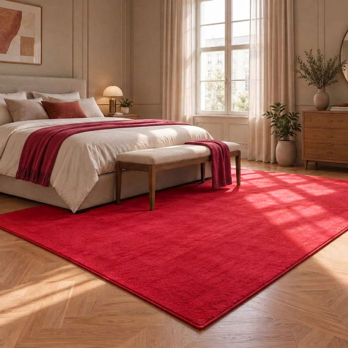 Waschbarer Kurzflor Teppich, rutschfest & weich, Einfarbig für Wohnzimmer, Schlafzimmer, Küche & Kinderzimmer-zoom-24