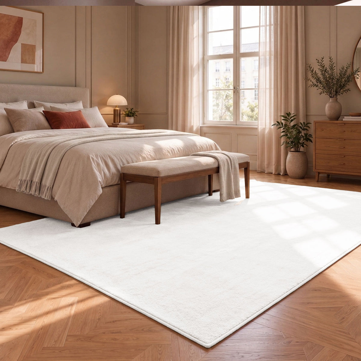 Waschbarer Kurzflor Teppich, rutschfest & weich, Einfarbig für Wohnzimmer, Schlafzimmer, Küche & Kinderzimmer-9
