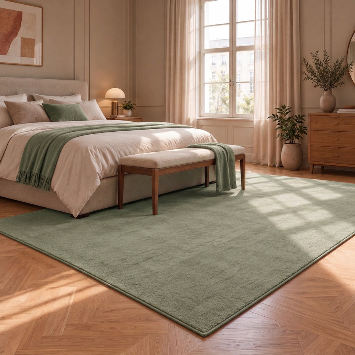 Waschbarer Kurzflor Teppich, rutschfest & weich, Einfarbig für Wohnzimmer, Schlafzimmer, Küche & Kinderzimmer-zoom-21