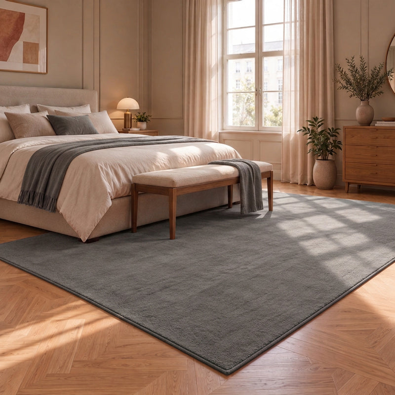 Waschbarer Kurzflor Teppich, rutschfest & weich, Einfarbig für Wohnzimmer, Schlafzimmer, Küche & Kinderzimmer-zoom-