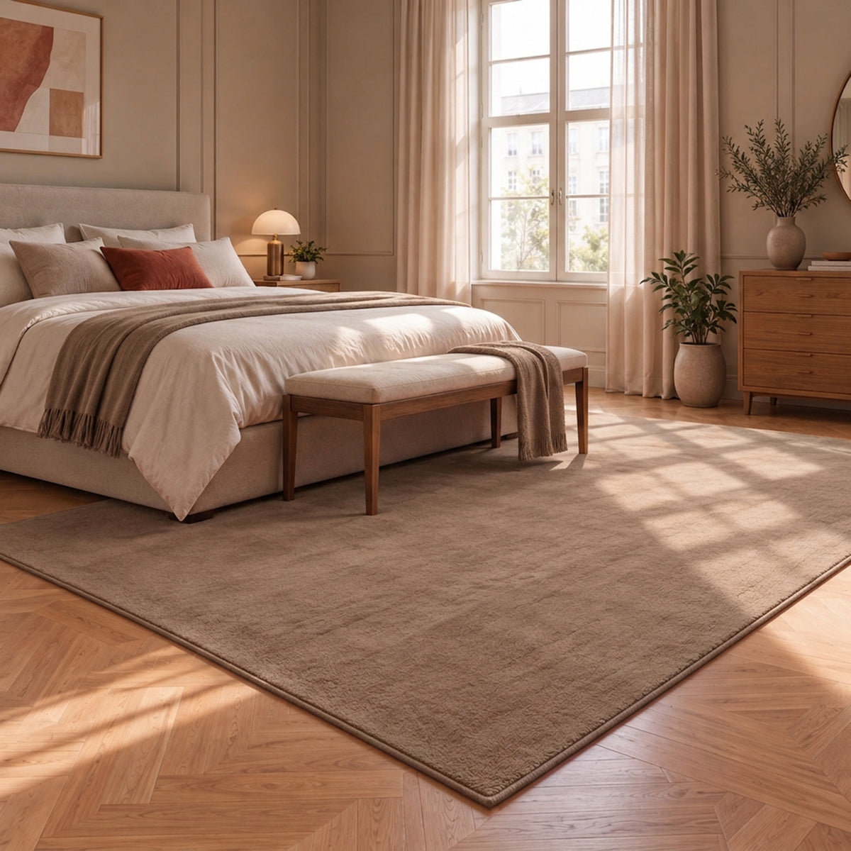 Waschbarer Kurzflor Teppich, rutschfest & weich, Einfarbig für Wohnzimmer, Schlafzimmer, Küche & Kinderzimmer-zoom-32