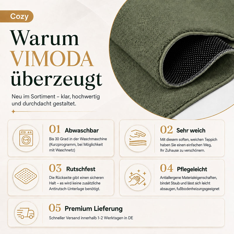 Waschbarer Kurzflor Teppich, rutschfest & weich, Einfarbig für Wohnzimmer, Schlafzimmer, Küche & Kinderzimmer-zoom-