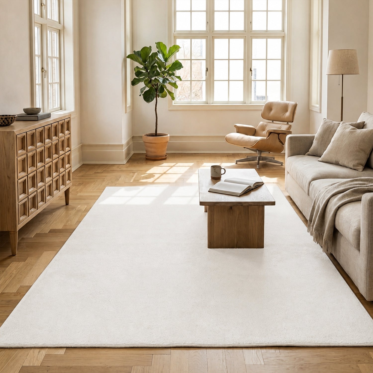 Waschbarer Kurzflor Teppich, rutschfest & weich, Einfarbig für Wohnzimmer, Schlafzimmer, Küche & Kinderzimmer-zoom-19