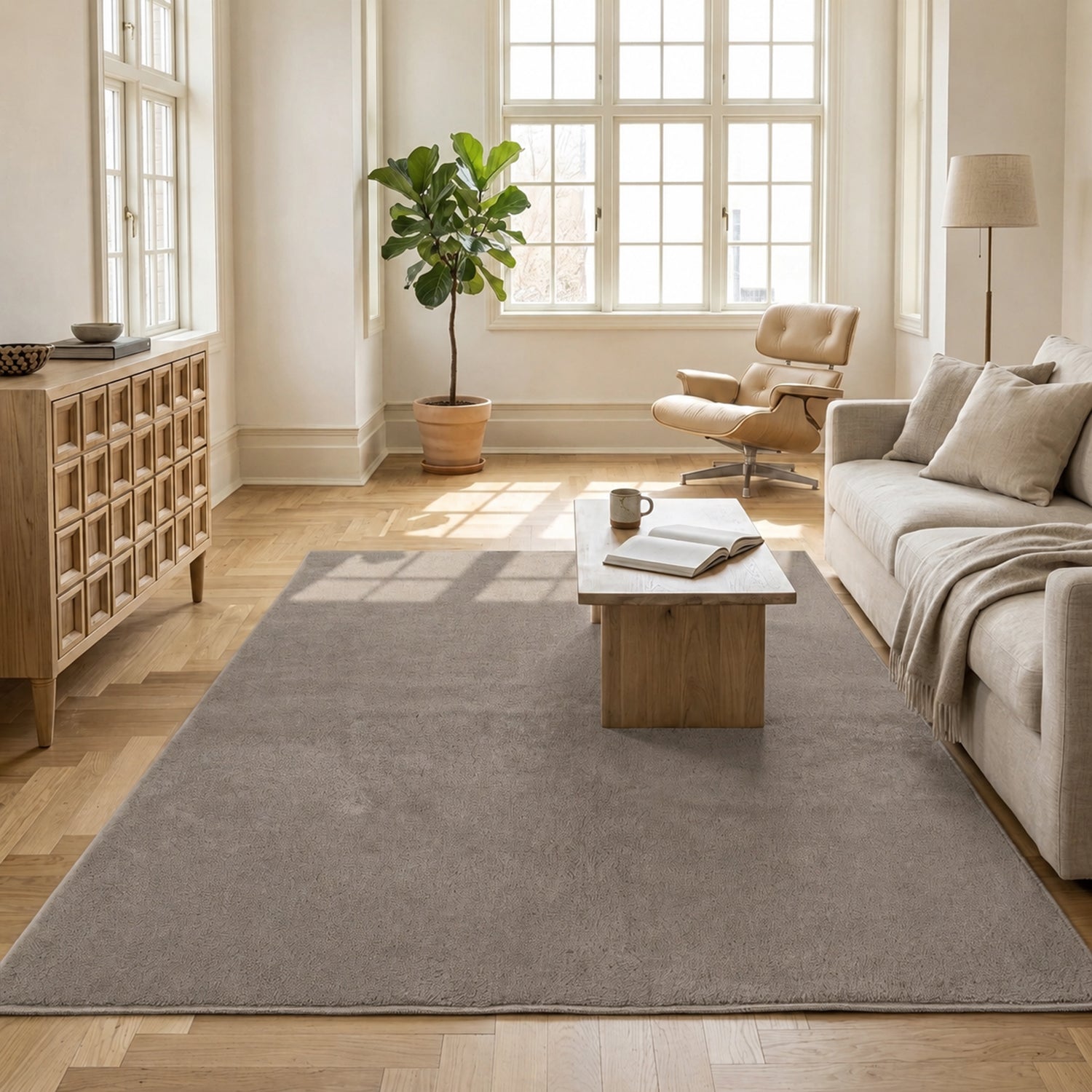 Waschbarer Kurzflor Teppich, rutschfest & weich, Einfarbig für Wohnzimmer, Schlafzimmer, Küche & Kinderzimmer-zoom-49