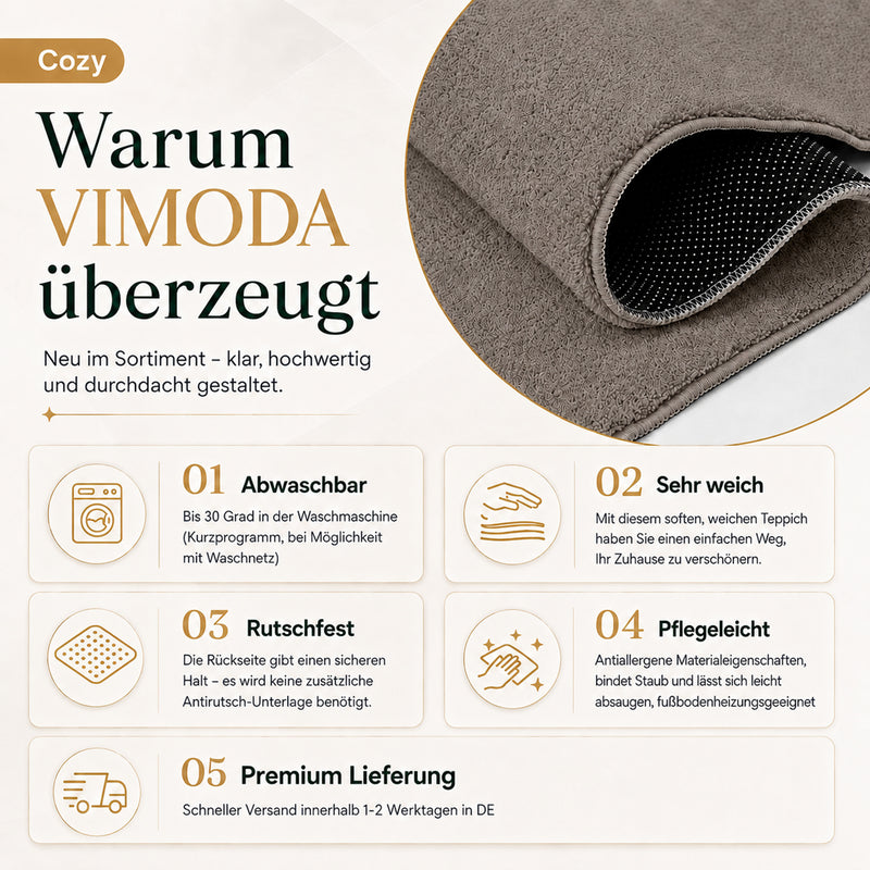 Waschbarer Kurzflor Teppich, rutschfest & weich, Einfarbig für Wohnzimmer, Schlafzimmer, Küche & Kinderzimmer-zoom-