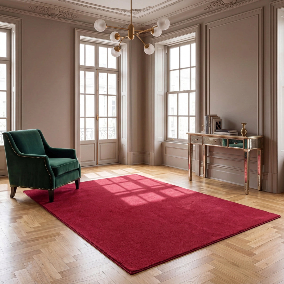 Waschbarer Kurzflor Teppich, rutschfest & weich, Einfarbig für Wohnzimmer, Schlafzimmer, Küche & Kinderzimmer-39