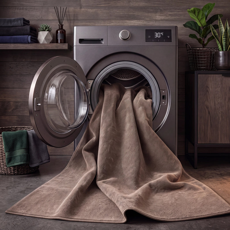 Waschbarer Kurzflor Teppich, rutschfest & weich, Einfarbig für Wohnzimmer, Schlafzimmer, Küche & Kinderzimmer-zoom-