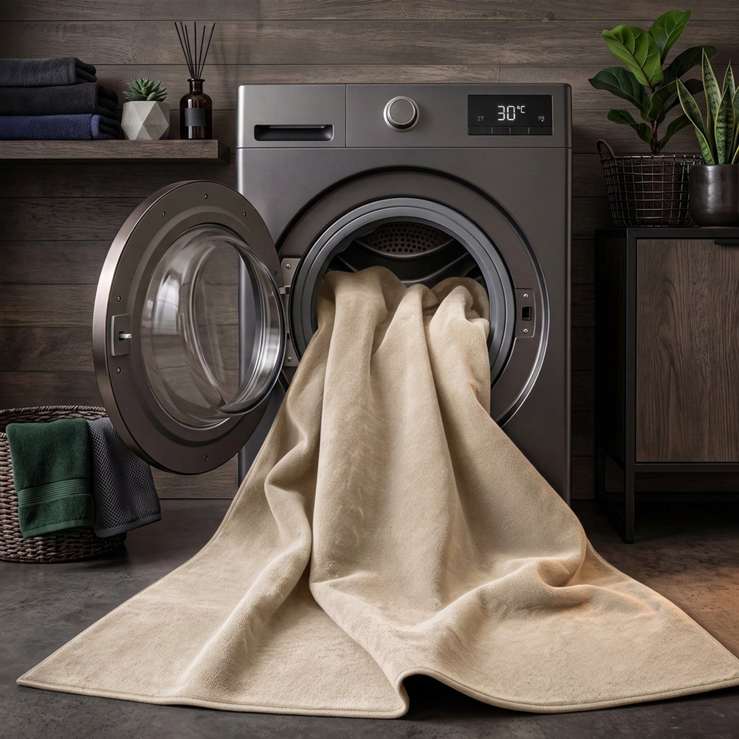 Waschbarer Kurzflor Teppich, rutschfest & weich, Einfarbig für Wohnzimmer, Schlafzimmer, Küche & Kinderzimmer-51