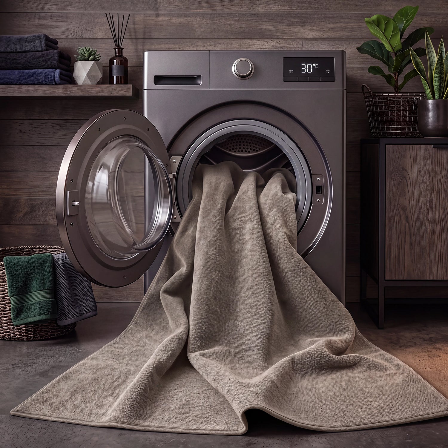 Waschbarer Kurzflor Teppich, rutschfest & weich, Einfarbig für Wohnzimmer, Schlafzimmer, Küche & Kinderzimmer-zoom-33