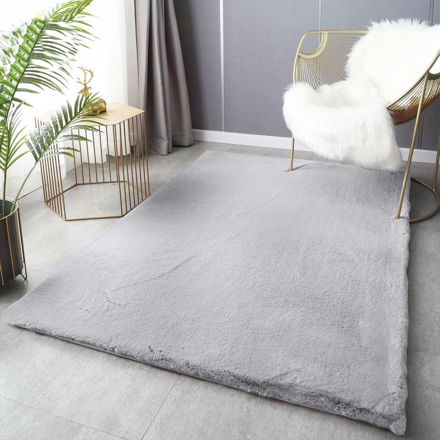 Deluxe washable fur rug, soft high-pile rug in a solid color, cozy for your living room or bedroom-14