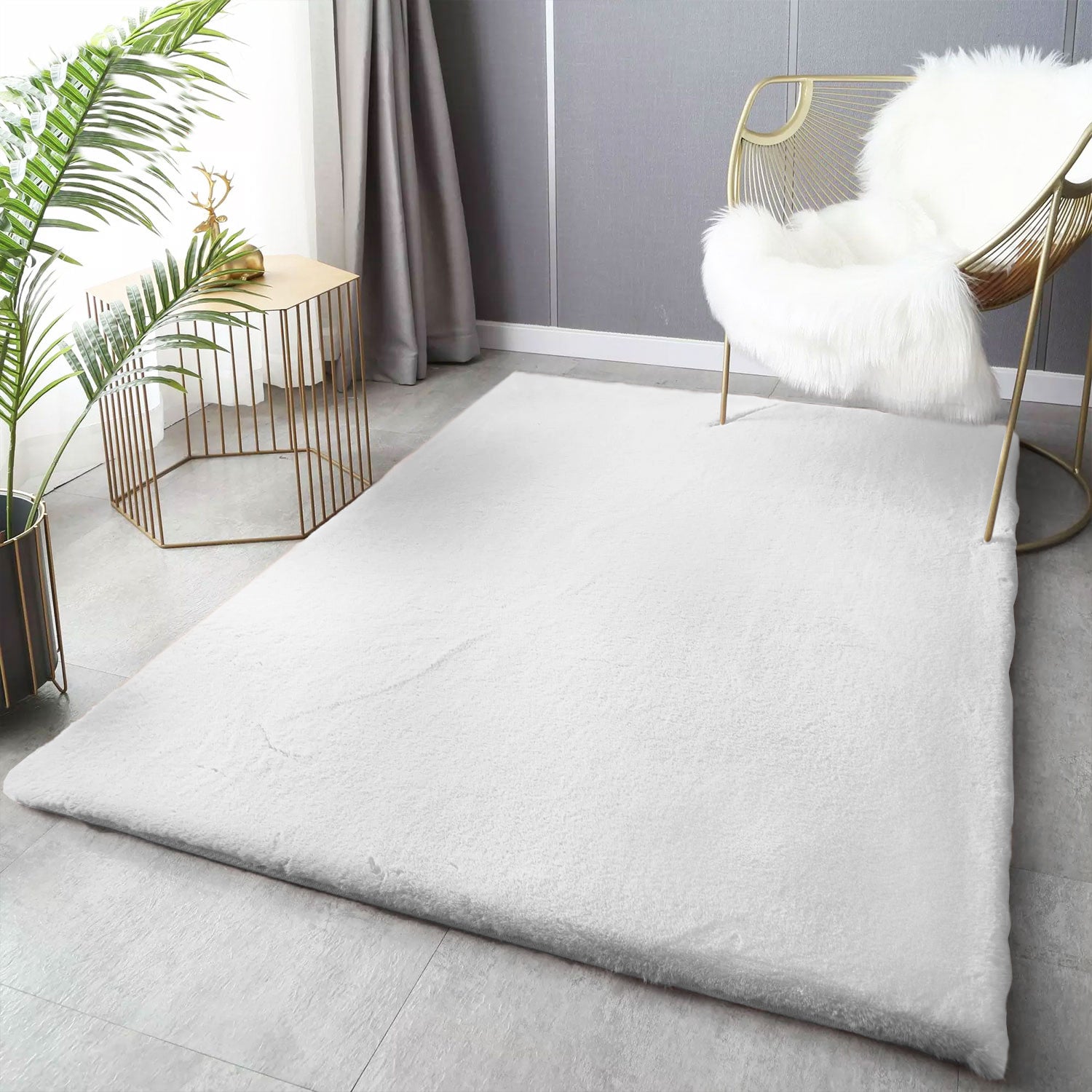 Deluxe washable fur rug, soft high-pile rug in a solid color, cozy for your living room or bedroom-zoom-21