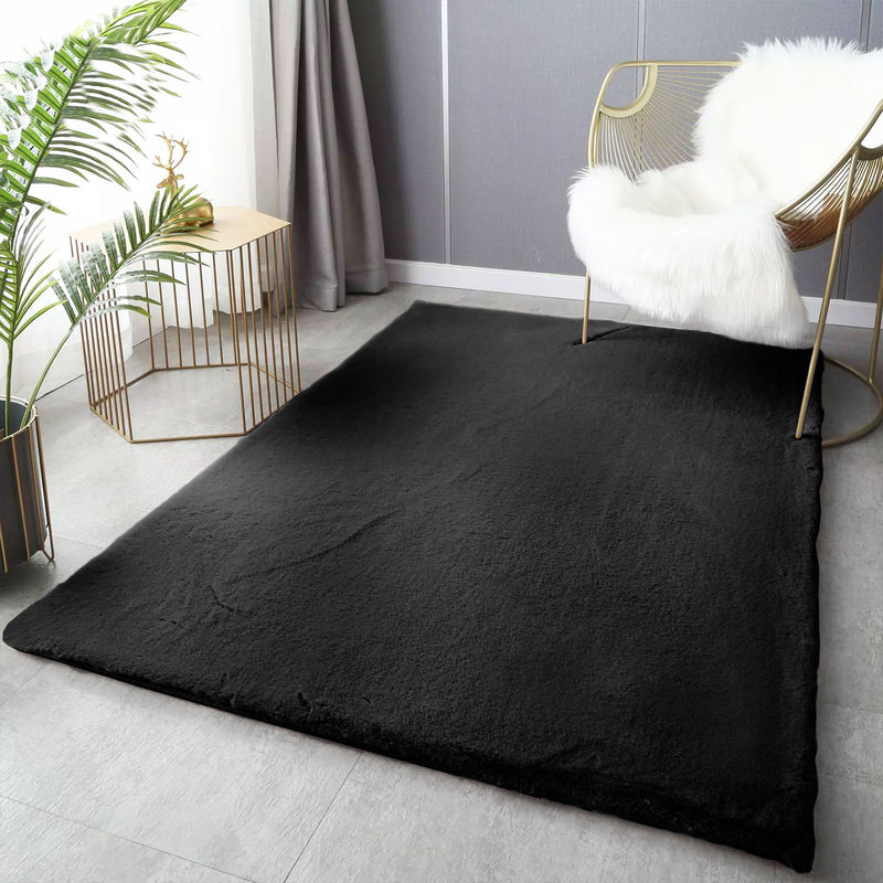 Deluxe washable fur rug, soft high-pile rug in a solid color, cozy for your living room or bedroom-zoom-