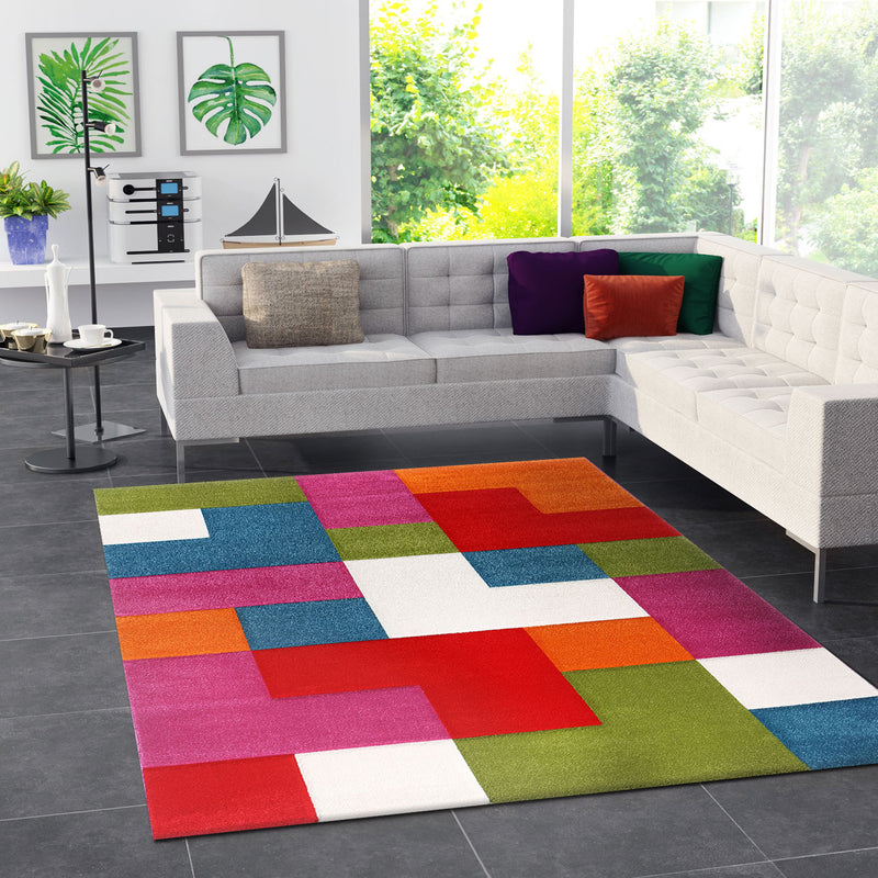 Webteppich Multicolor Geometrisch Abstrakt Weich Hochwertig - I9528-zoom-