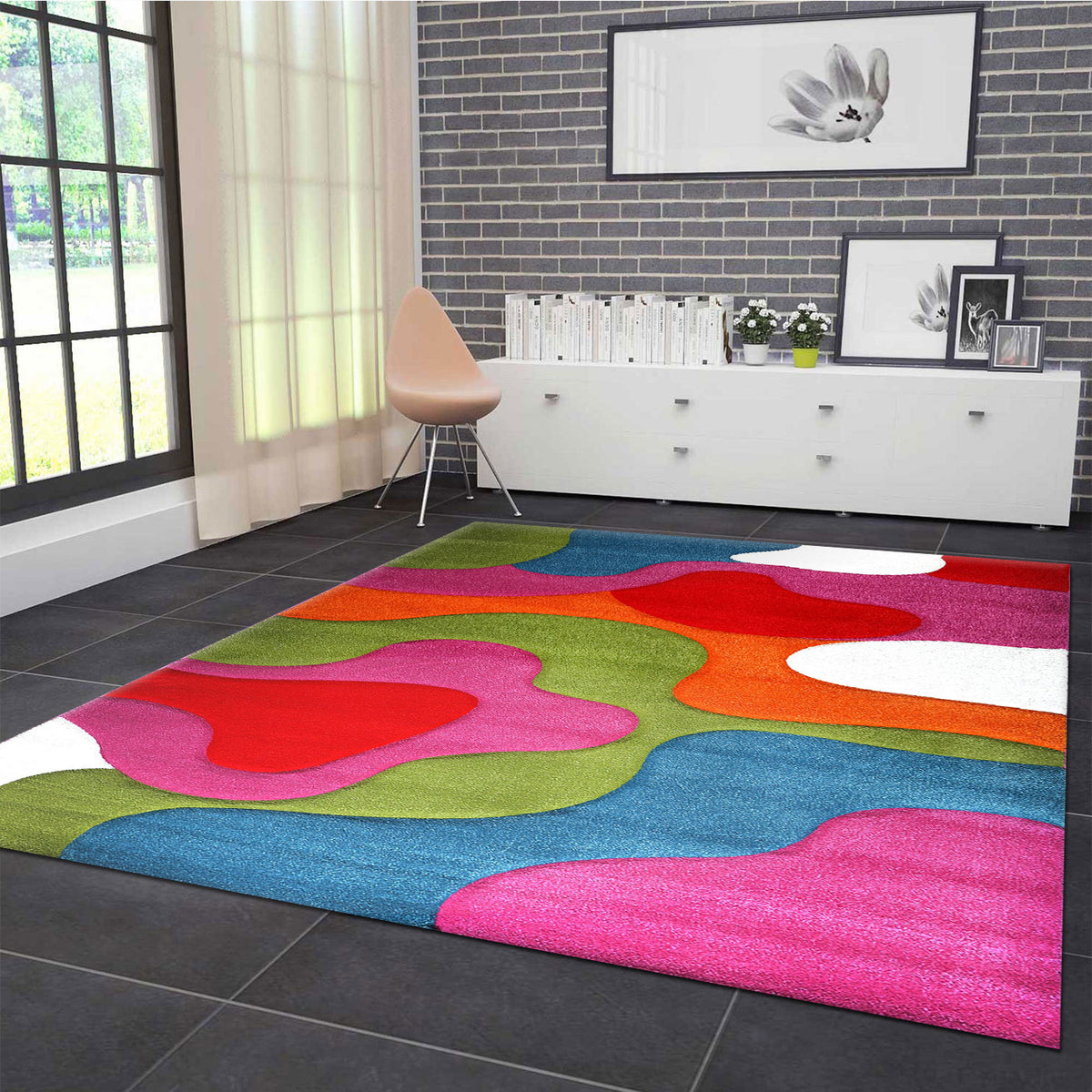 Webteppich Multicolor Abstrakt Weich Hochwertig - I9528-1