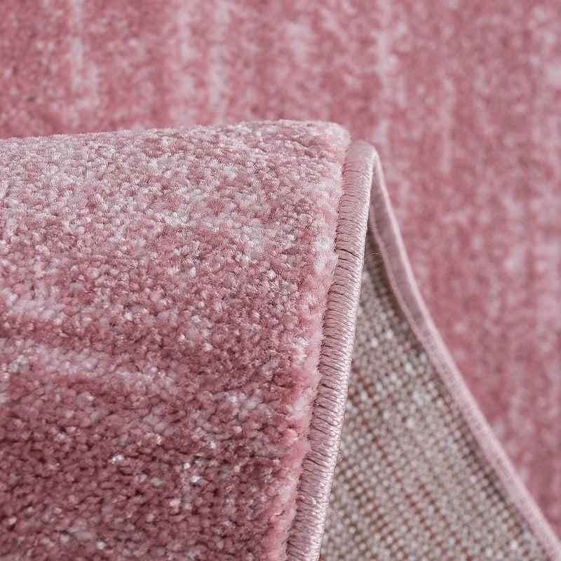 Teppich Kurzflor einfarbig Modern Rosa Meliert Farbecht Pflegeleicht Pastelfarben, für Wohnzimmer, Schlafzimmer-zoom-