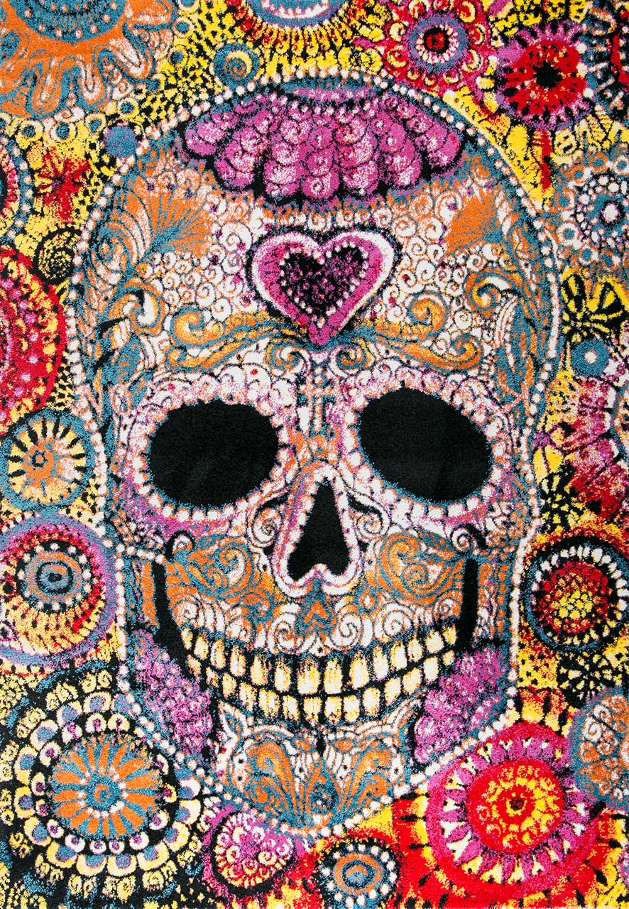 CaliforniaC044 Red Skull Multicolor Rug-4