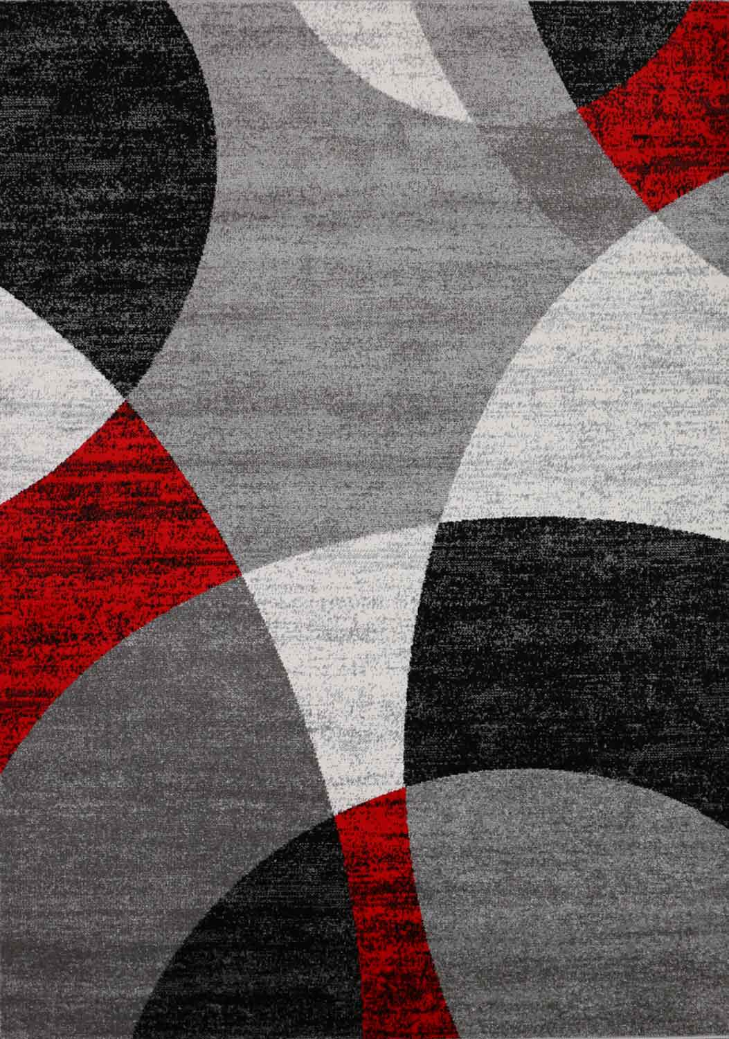 Milano9120 Red Living Room Bedroom Rug Geometric Circle Pattern Mottled