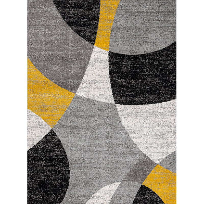 Teppich kurzflor Geometrisches Kreis-Muster Meliert Gelb Grau für Wohnzimmer, Schlafzimmer, küche-zoom-