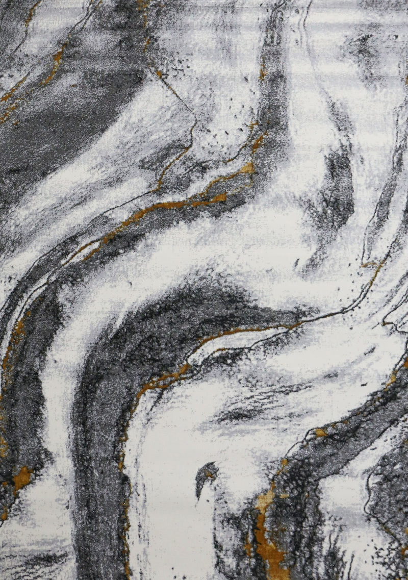 Wohnzimmer Teppich mit Marmor-Optik in Grau und Gold Tönen Glanz Modern-zoom-