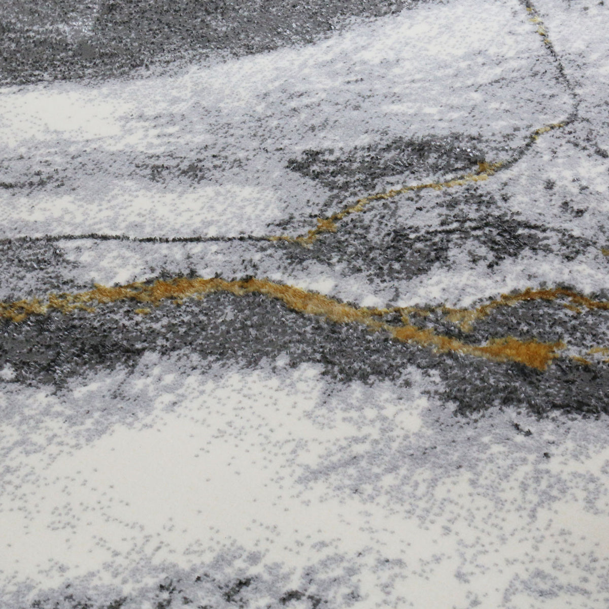 Living room rug with marble look in gray and gold tones, glossy, modern-5