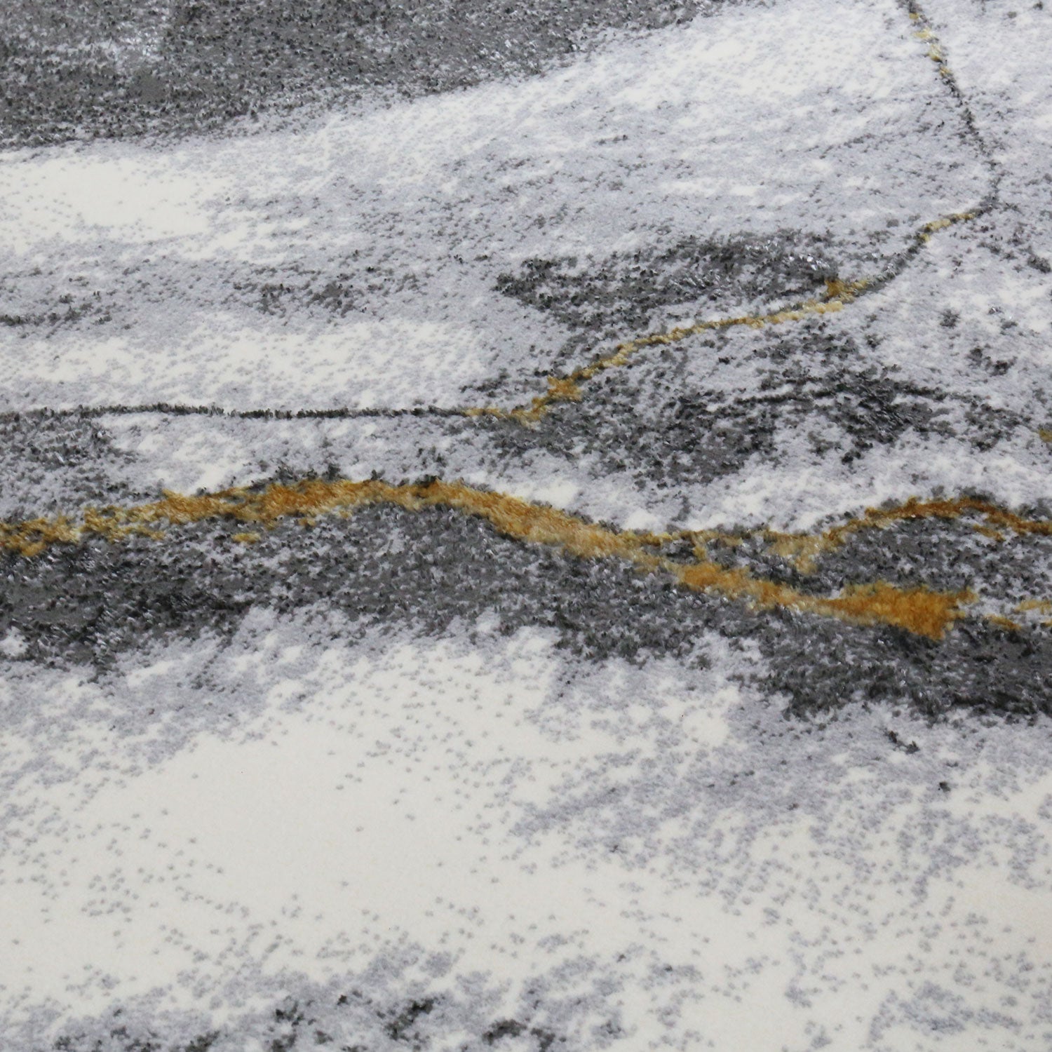 Wohnzimmer Teppich mit Marmor-Optik in Grau und Gold Tönen Glanz Modern-zoom-4