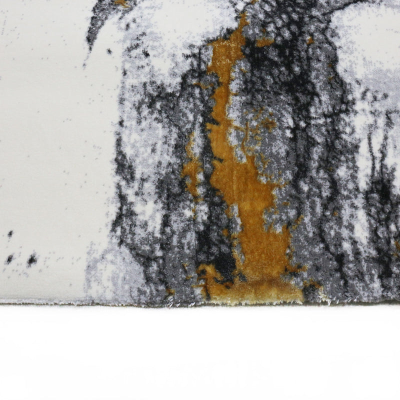 Wohnzimmer Teppich mit Marmor-Optik in Grau und Gold Tönen Glanz Modern-zoom-